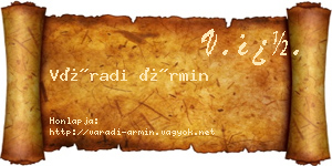 Váradi Ármin névjegykártya